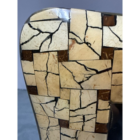 Natural Bone and Coconut Shell Mosaic Picture Frame 4x6 Tabletop Decor Cream - Picture 2 of 8